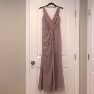 David’s Bridal Faux-Wrap Pleated Chiffon Dress